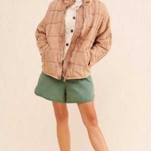 NWT Free People Dolman Quilted Jacket Champagne Diamond size M